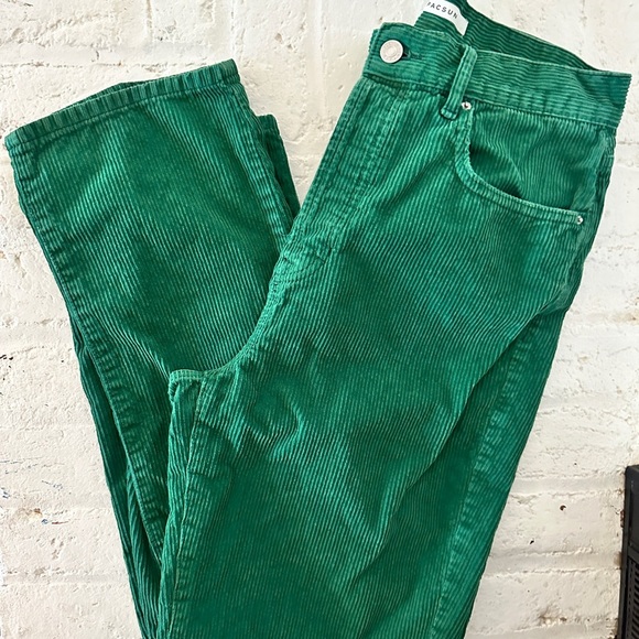 PacSun Green Corduroy Dad Jeans Size 28 High Rise Straight Leg - Picture 2 of 6